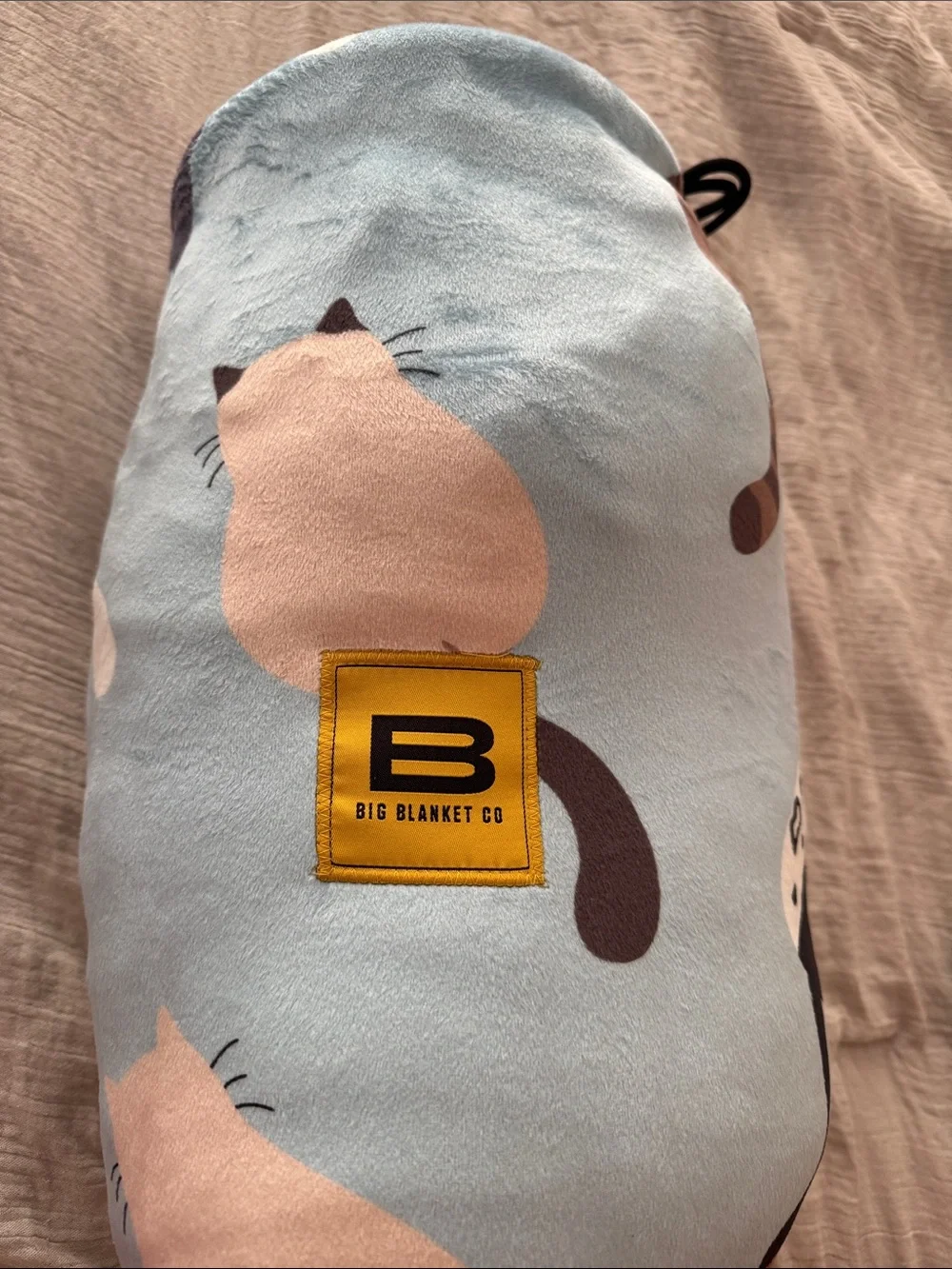 Big Blanket Co. Plush Cat Print Throw - Light Blue Like New Stretch